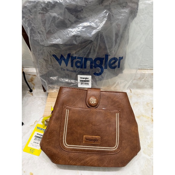Wrangler Handbags - New with‎ tags Wrangler WG114-110 BR Brown Faux Leather Crossbody Shoulder Bag